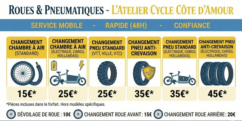 Mécanicien de l'Atelier Côte d'Amour réparant un vélo électrique à domicile à La Baule Guérande Pornichet.