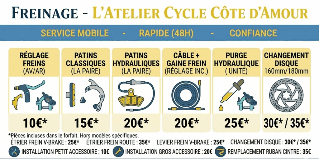 Mécanicien de l'Atelier Côte d'Amour réparant un vélo électrique à domicile à La Baule Guérande Pornichet.